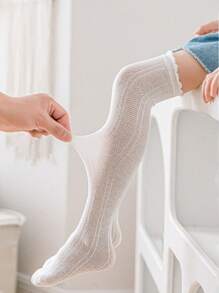 2pcs/Pack Girls Gray Mesh Spring/Summer Mosquito Repellent Over-The-Knee Crew Socks - Light Grey - View 7