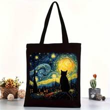 1pc/ 2pcs/3pcs Starry Night Cat Heat Transfer Printing Patch, Mixed Color Vinyl Animal Printing Patch, Suitable For DIY Fashion, Perfect Gift For Cat Enthusiasts, Compatible With Shirts, Jeans, Bags, Cat Clothes