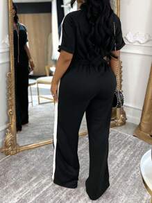 Zip-Front Side-Stripe Jumpsuit