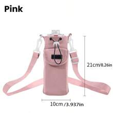 `1PC Nylon Water Bottle Carrier With Adjustable Shoulder Strap, Insulated Outdoor Hiking Camping Travel Accessory With Zippered Pocket - Multicolor - View 17