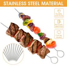 12PCS BBQ Barbeque Skewers Needle 20cm Utensil Fork Iron Outdoor Camping