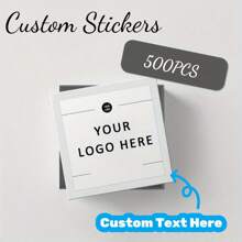 500pcs Custom Logo Stickers Set - Personalized Branding For Packaging & Wedding Stationery, Minimalist Design Thank You Labels - Multicolor - View 1