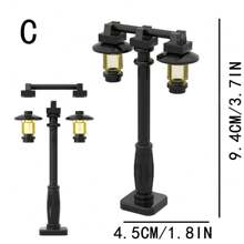 Street Lamp Brick Accessories, Street Lamp Building Block Series, Creative Building Kit, Black Lamp Post Street Lamp Bat Lamp For Halloween And Christmas Street View Decoration - Street Lights - View 3