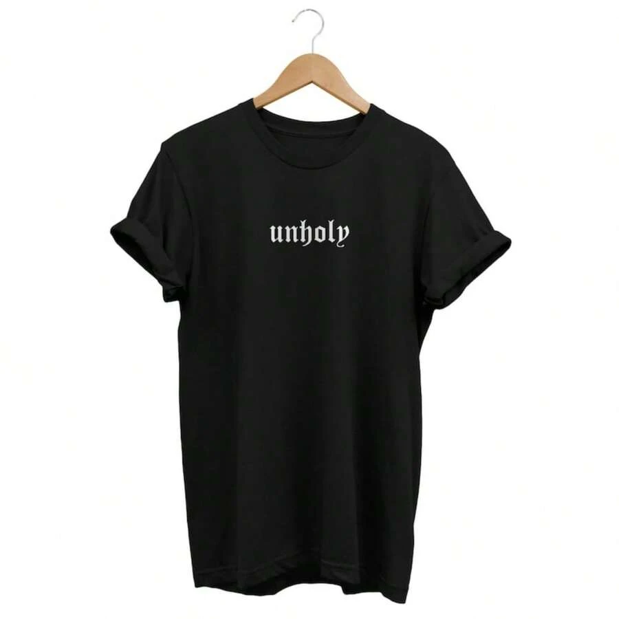 Unholy Shirt, Gothic Clothing, Pastel Goth T-Shirt, Alternative Kleidung, Witchcraft Clothes, Edgy Outfit, E-Girl Fashion, E-Boy Apparel - Black - View 1