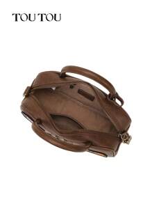 TOUTOU Vintage Bowling Ball Shaped Zipper Boston Bag, Lightweight Multi-Functional Shoulder Messenger Bag, Suitable For Commuting And Traveling