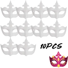 10 piezas Máscaras de gato DIY pintadas de blanco, máscaras en blanco de media cara para disfraz de animales, disfraces de Halloween, herramientas de maquillaje. [Uso versátil]: Las máscaras de gato son adecuadas para todas las personas y son un accesorio multifuncional para diversas ocasiones.