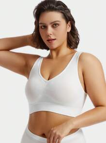 1pc Plus Size Women Wireless & Padded Sexy Push Up Backless Bra, Lift - White - View 5