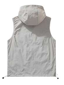 Áo khoác không tay nhẹ mùa hè cho nam, áo vest trùm đầu mỏng, dáng rộng, chống nắng - Xám - Xem 3