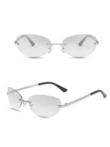 SeeBand Y2K Owalne Modne Okulary Dla Mężczyzn I Kobiet, 90s Retro Bezramkowe Modne Okulary, Bezramkowy Owalny Design, Fajne I Modne