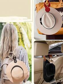 Fashionable Faux Leather Hat Clip, Magnetic Design, Can Be Fixed On Bags - PU Leather Hat Rack, Suitable For Handbags, Backpacks, Suitcases, Travel Bags, Portable And Easy To Use, Ideal For Travel And Storage. - Multicolor - View 3