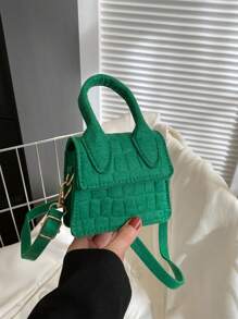 1个磁扣弹簧新款韩版可爱迷你斜挎包，百搭休闲手提包，纯色时尚单肩包，可装口红、钱包等，适合各种场合，舒适可调节肩带，多功能，不挑剔，适合户外、玩耍、通勤，是送给女孩的完美礼物。 - 迷你包 - 查看 12