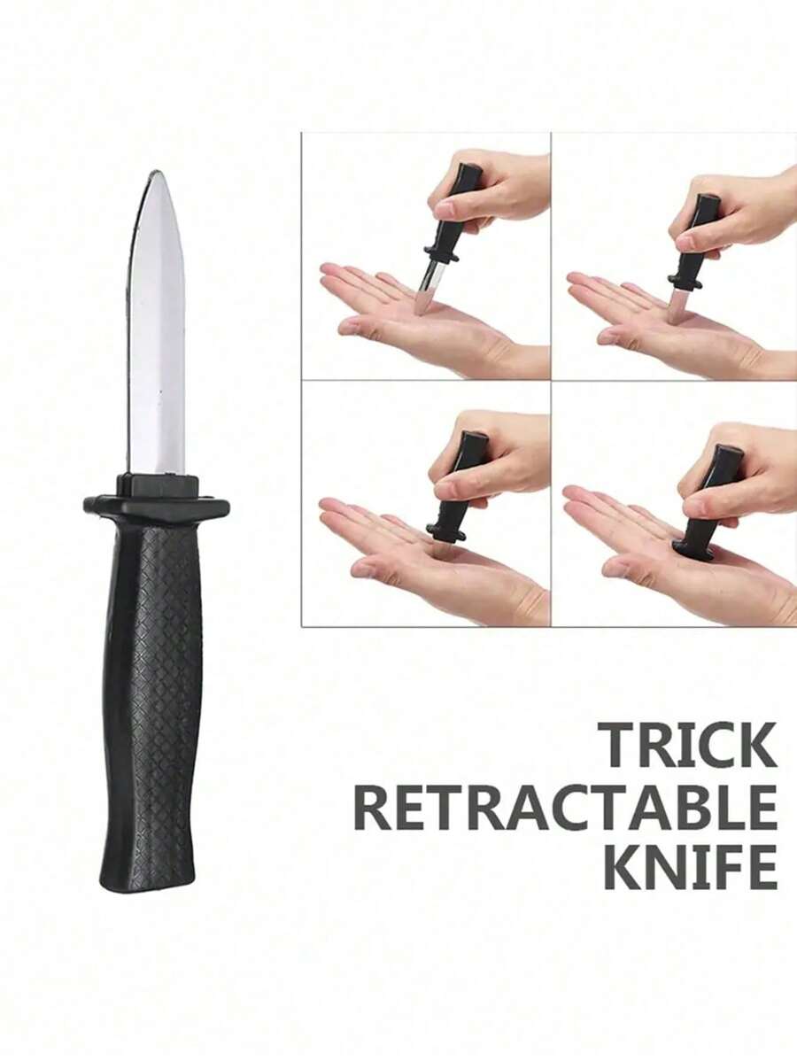 1Pc Magic Props Toys, Tricky Toys, Clown Magic Plastic Telescopic Knife, Clown Prank Prop Knife, Horror Trick Fake Funny - Multicolor - View 1