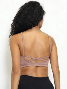 Moderna & Slim Fitness Strappy Top With Crossover On The Back - Zero Transparency - Suplex Power - Mousse de moca - Ver 3