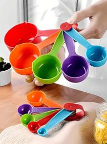 Conjunto Kit Colher Xicaras De Medida 5 Peças Promoção Medidor de Receitas Colher Xicara Conjunto Medidor Cozinha Culinária - Multicolorido - Visão 1