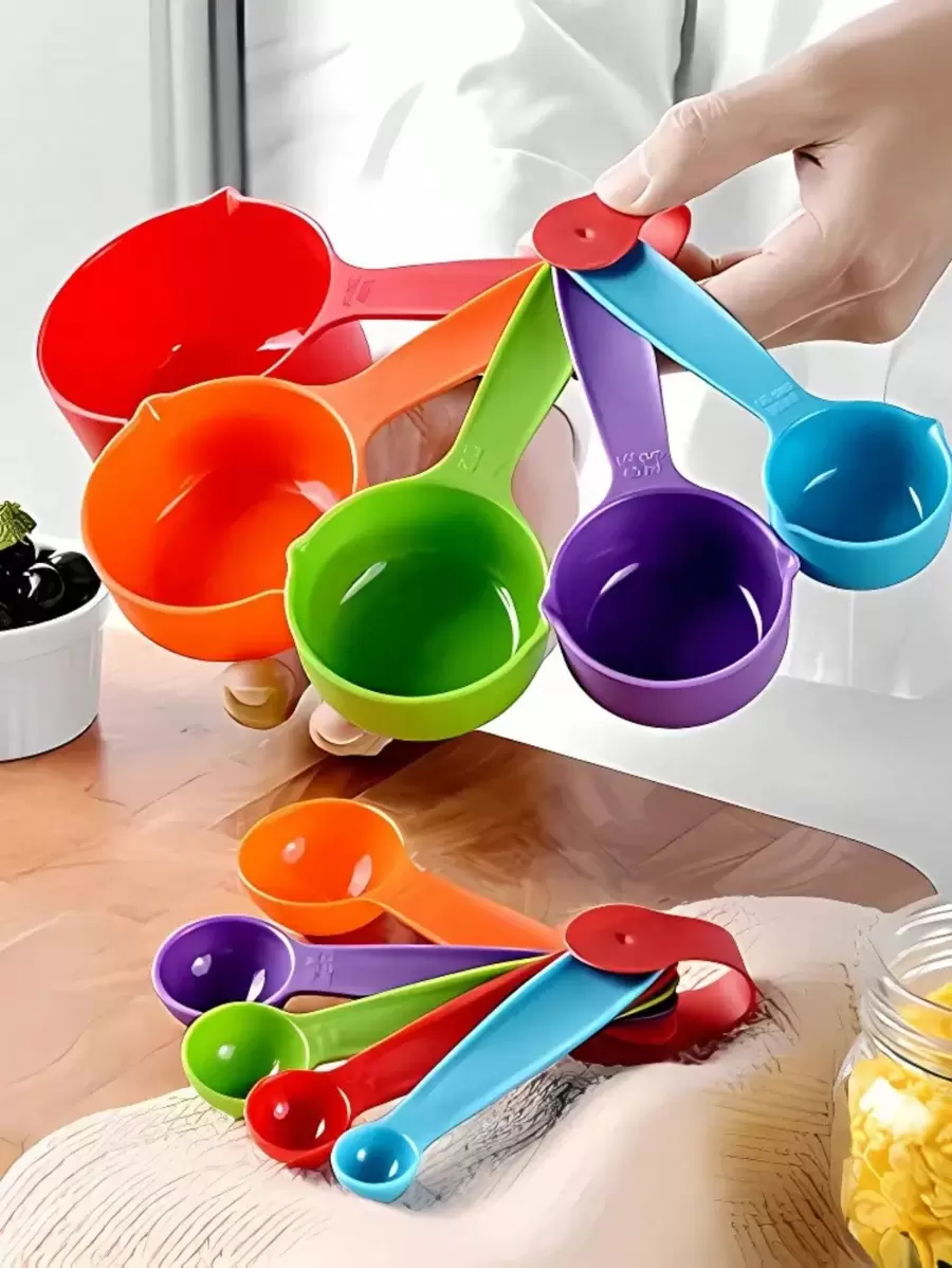 Conjunto Kit Colher Xicaras De Medida 5 Peças Promoção Medidor de Receitas Colher Xicara Conjunto Medidor Cozinha Culinária - Multicolorido - Visão 1