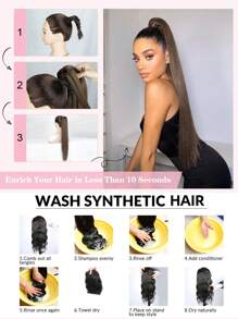 马尾辫接发，26 英寸爪形马尾辫长直合成纤维马尾辫天然柔软夹式接发马尾辫发片女士日常使用（金色）