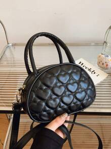 1 件时尚爱心刺绣贝壳包，时尚女孩手提单肩包 - 愛心繡花貝殼包 - 查看 5