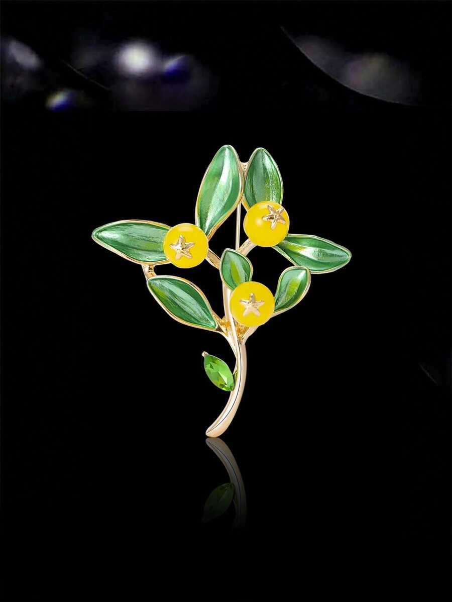时尚珐琅树枝水果胸针 女士礼服套装别针配饰 派对宴会礼物 - Fruit Brooch - 查看 1