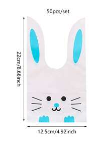 50 Túi quà tặng hình tai thỏ Phục sinh - Túi đựng quà bằng nhựa thiết kế hình thỏ dễ thương, dùng cho đám cưới, sinh nhật, trang trí tiệc Phục sinh mùa xuân - Nhiều màu - Xem 3