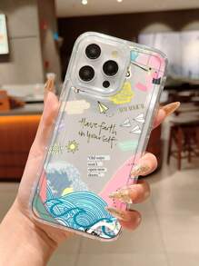 Coque de téléphone antichoc compatible avec l'iPhone 16 Pro Max/11/12/13/14 Plus/15 Pro/XS/XR, avec motifs lettre, vague, avion, airbag - Multicolore - Voir 1
