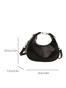 New Spring/Summer Fashion Crescent Handbag, Classic Solid Color PU Material Zipper Closure Tote Bag, Suitable For Attending Banquets, Gatherings, Queuing Festivals And Other Occasions, A Must-Have Stylish Bag - Multicolor - View 4