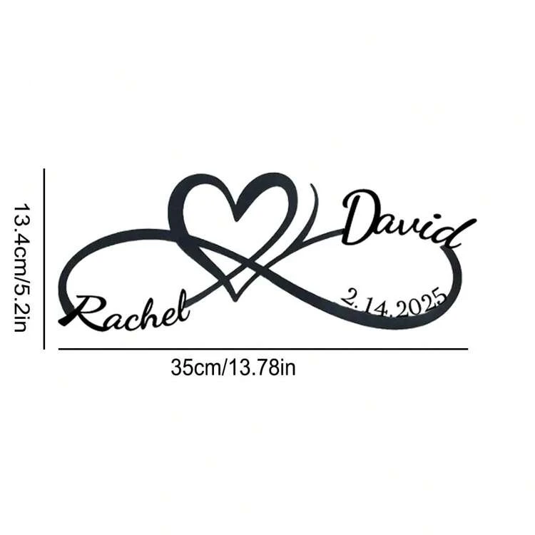 Segno in metallo Infinity Love personalizzato - Nomi della coppia e data personalizzati, perfetto per matrimonio, anniversario, San Valentino, regali per la sposa - Decorazione da parete di stile vintage con adesivo senza residui, multifunzionale, regolabile, durevole, ornamentale, riutilizzabile, elegante, adorabile, di alta qualità, moderna, colorata, comoda, di stile, personalizzata, unica, idea regalo ideale per lui, idea regalo ideale per lei, ragazzo, ragazza, papà, mamma, famiglia, amici, figlio, figlia, ufficio, sala da tè, scuola, casa, ristrutturazione casa - nero - Visualizzare 13