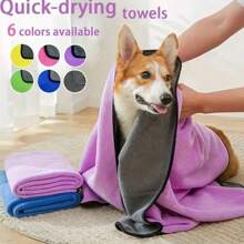 1pc Multi Color Coral Fleece Super Soft And Absorbent Pet Towel - Perfect For Cats And Dogs, Moderate Thickness, Suitable For Multiple Seasons - Multicolor - View 1