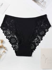 5pcs/Set Plus Size Women Romantic Contrast Lace Cotton Briefs - Multicolor - View 3