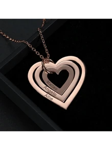 Colier personalizat din oțel inoxidabil gravat, 1-4 buc, colier cu nume, pandantiv cu inimă multistrat, farmec, plăcuță de nume pentru femei, bijuterii, ornament de sărbători, cadouri pentru prietenă, colier elegant personalizat, cadouri aniversare, cadouri de familie, cadouri de Paște, cadouri de Ziua Mamei, cadou de Ziua Femeii, coliere personalizate gravate la modă, ținută vintage