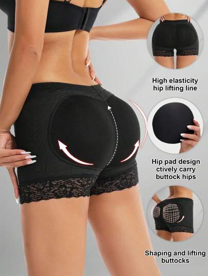 女士收腹加垫提臀塑身短裤可拆卸加垫平角内裤，无缝收腹塑身衣