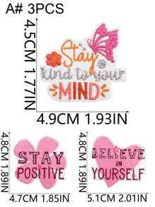 1 Set Of 3/20pcs Positive Energy Quotes Text Embroidery Patches Letters DIY Iron On Patches Sew Polyester Badge Clothing Decoration Accessories Cloth Stickers Suitable For Backpacks, Jeans, Jackets, T-Shirts, Hats, Dresses, Etc