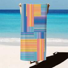 1 pieza Toalla de playa extra grande, extra grande, súper absorbente, manta de playa de fibra suave, artículo esencial de verano, a prueba de viento, a prueba de sol, playa, fiesta, viaje seco, camping, accesorio de playa, regalo de vacaciones