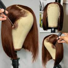 PAZAT Chocolate Brown Wig Human Hair 13x4 HD Lace Front Wigs Human Hair Wigs For Women 180% Density Colored Frontal Wigs Human Hair Wigs Short Bob Wigs(6-14inch)