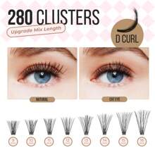280PCS LASHVIEW 30D DIY Eyelash Extension Kit, Cluster Eyelash Extensions, Individual Lashes Kit,Individual Lashes With Glue And Tweezers