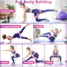 6pcs Resistance Bands With Door Anchor, Booty, Hip, Ankle Workout Bands, Pink Resistance Loop Bands For Full Body Training, Weight Training, Body Shaping, Yoga Exercise Set