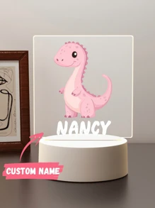 1 Abajur de Dinossauro Personalizado para Decoração de Quarto com Nome - Presente Ideal para Aniversário, Cabeceira ou Outra Ocasião - Luminária 3D Personalizada para Quarto - Presente de Dia dos Namorados, Aniversário, Presente para Namorada ou Namorado - Luz Decorativa Personalizada