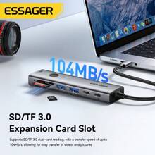 ESSAGER 7 In 1 Type C Hub 100W 4K HDM Screen Mirror Card Reader USB 3.0 Compatible With Ios Adapter