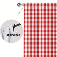 2pcs New Fashion Red Gingham Curtains - Window Treatment Set, Versatile Panel - Rod Pocket Design, Easy To Install - Perfect For Bedroom, Study, Cafe, And Living Room Decoration