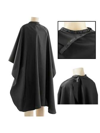 1件装理发披肩 - 专业大号理发披肩，带按扣，男女通用成人黑色理发披肩；男士沙龙披肩，防水美发造型披肩，美发师袍，美发工具，美发产品及配件，适用于理发沙龙美容旅行必备品，返校季，旅行度假必备品，女士美发配件，后梳，理发配件，吹风机，头发，理发师，美发工具，美发产品，吹风机，头发，配件，美发产品，美发工具，美发用品，护发，卷发梳，理发师，理发配件，美发设备，旅行必备品，旅行必备品，发型，美发，头发，旅行，美发产品，美发工具，美发用品，理发师，理发配件，理发店，美发设备
