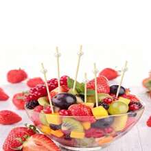 200/100/50/20 pièces Pics de fruits en bambou à faux perles blanches, conviennent pour les desserts, pains, hamburgers, fruits, décorations de plateaux de fruits, pour éviter de prendre la nourriture à la main, hygiénique