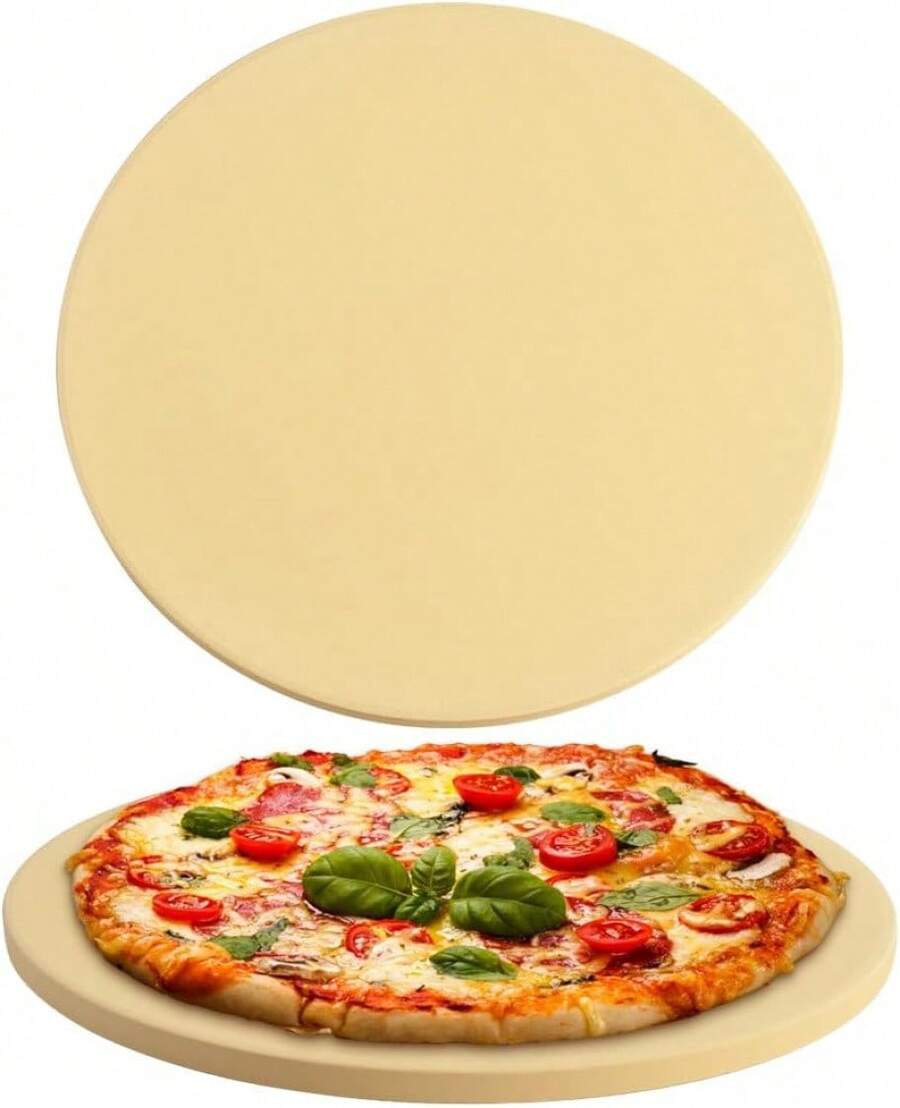 Pizza Stone Set, Heavy Duty Round Cordierite Baking Stone For Bread, Pizza, Thermal Shock Resistant Cooking Stone For Oven And Grill-15 Inches (Diameter) - 15" - View 1