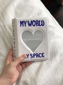 1 Piece Of 64 Pocket Mini Photo Album Cartoon Photo Album, Suitable For Kpop Card Collection, Heart-Shaped Incision Display, Plastic Material, Rectangular Card Storage Book