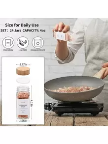 1/12/24/36 Pieces Of Glass Spice Jars With Bamboo Lids, 4 Oz Glass Jars, With Simple Country Style Spice Label Stickers, Foldable Funnels, Suitable For Spice Storage Bottles On Spice Racks, Cabinets, And Drawers,Glass Jars,Pot - Bamboo Lid 120ml + 2 Label Papers + Funnel + Cleaning Brush + Pen - View 10