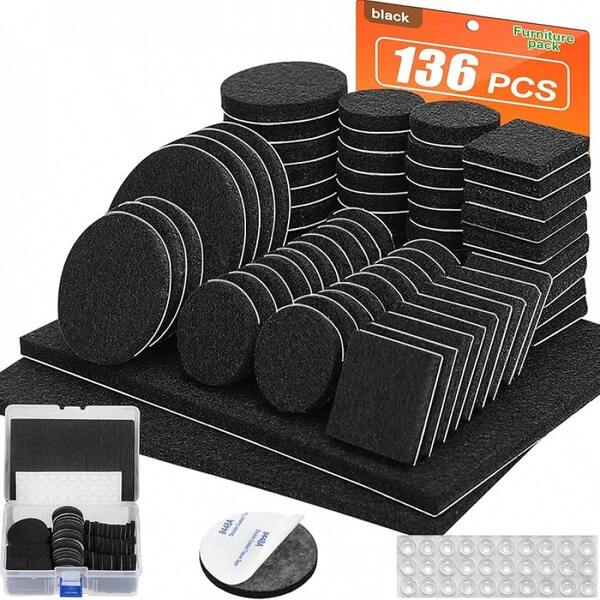 Felt Furniture Pads 300 Pieces, Furniture Pads For Hardwood Floors, Felt Pads For Chair Legs Furniture, Floor Protectors For Furniture Black