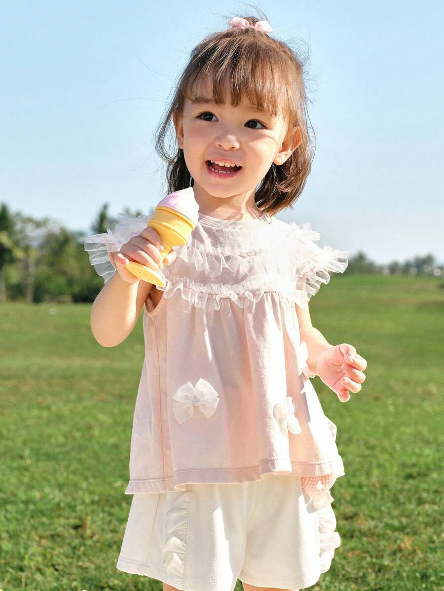 Balabala Baby Girls' T-Shirt, 2025 Summer Cute & Stylish Top - White Red - View 1