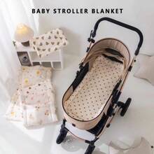 1pc Thickened Warm Baby Stroller Pad, Soft & Comfortable, Cartoon Printed Pattern, Thermal Lined Stroller Cushion For Autumn/Winter, Suitable For Baby Stroller And Car Seat, All Seasons