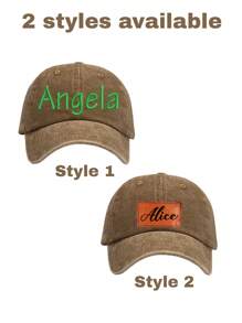 LICVIC 1pc Custom Embroidery Name Baseball Cap, Personalized Name Leather Label Hat, Customized Hats For Men, Customizable Name Baseball Hats For Men Women, Navy/Black/Turmeric/Wine Red/Khaki/Plum Pink, 2 Styles, Custom Embroidered Hat, School Supplies, For Teenagers, Junior High School Students, Middle School Students, High School Senior High School Students, College Students, University Students, Freshman, Sophomore, Underclassmen,Customized Hats,Street Casual Chic - Style a - View 4