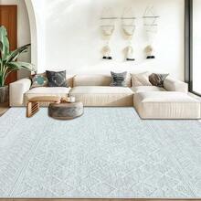 Large Washable 6x9 Area Rug: Boho Moroccan Geometric Neutral, Non-Slip Foldable Indoor Floor Carpet For Living Room, Bedroom, Dining Table - Beige, 6X9 - Modern Grey - View 2