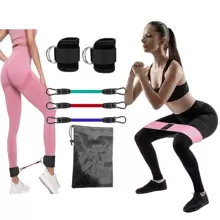 6pcs Resistance Bands With Door Anchor, Booty, Hip, Ankle Workout Bands, Pink Resistance Loop Bands For Full Body Training, Weight Training, Body Shaping, Yoga Exercise Set
