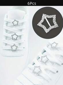 Zestaw 6 sztuk Modnych Ozdobnych Kryształków Pentagramów i Okrągłych Metalowych Ozdób do Butów